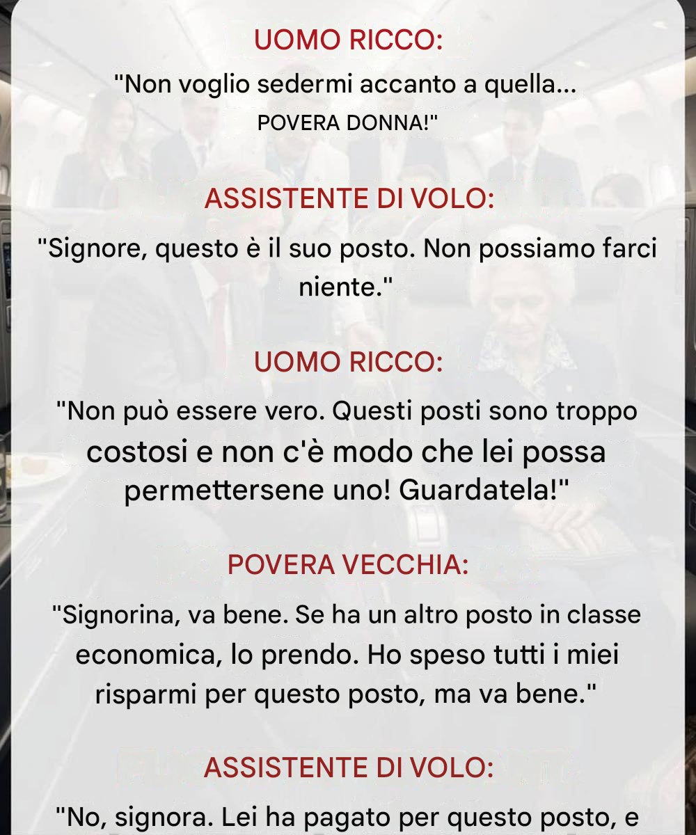 Ha preso in giro un’anziana signora in business class, ma poi il pilota ha detto qualcosa che ha fatto piangere tutti.