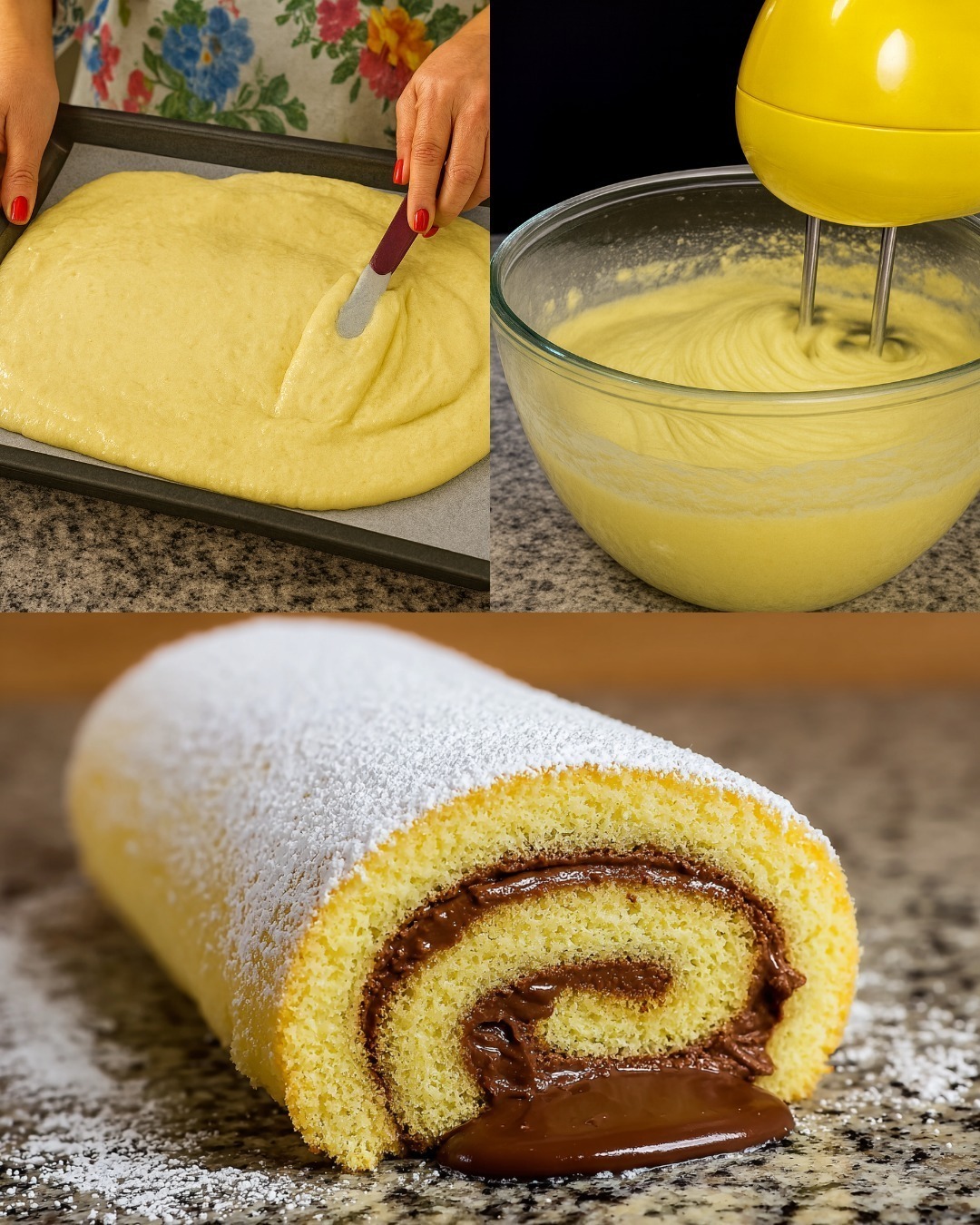 Rotolo di Pasta Biscotto Morbidissimo con 4 Ingredienti Facili