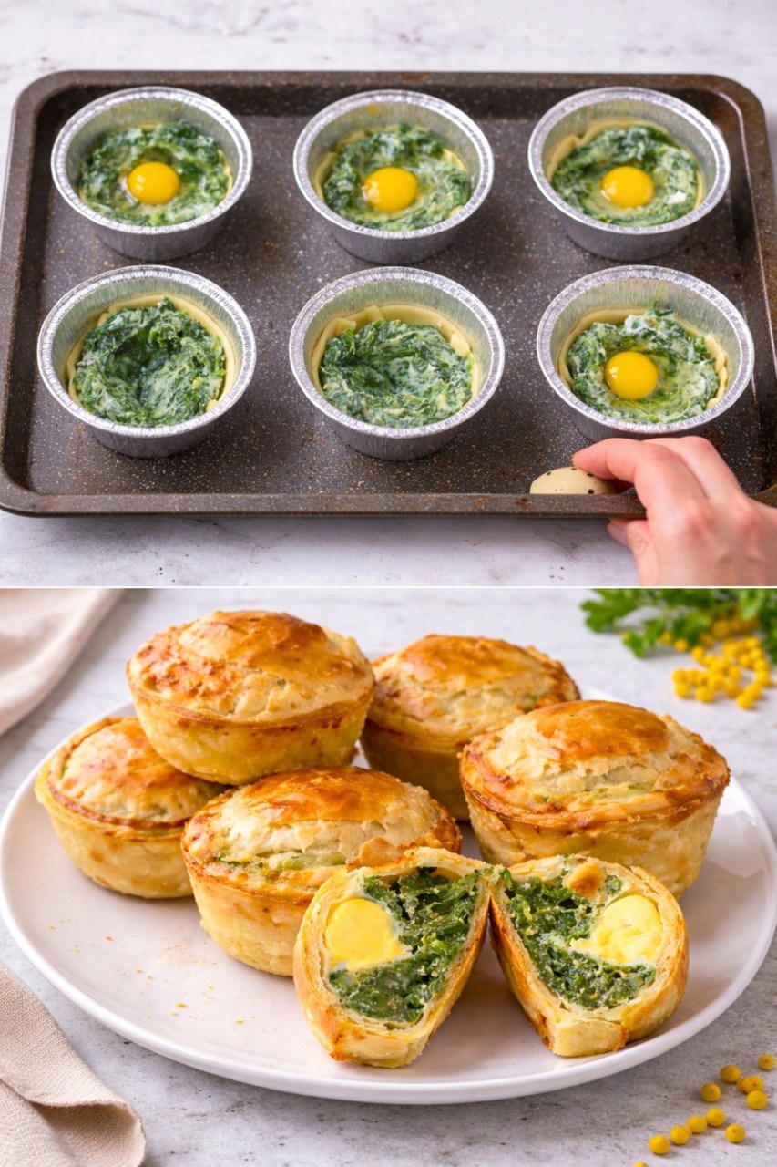 Queste mini pasqualine mi salvano sempre l’antipasto di Pasqua: hanno un ripieno semplice, una crosticina dorata e fanno subito festa