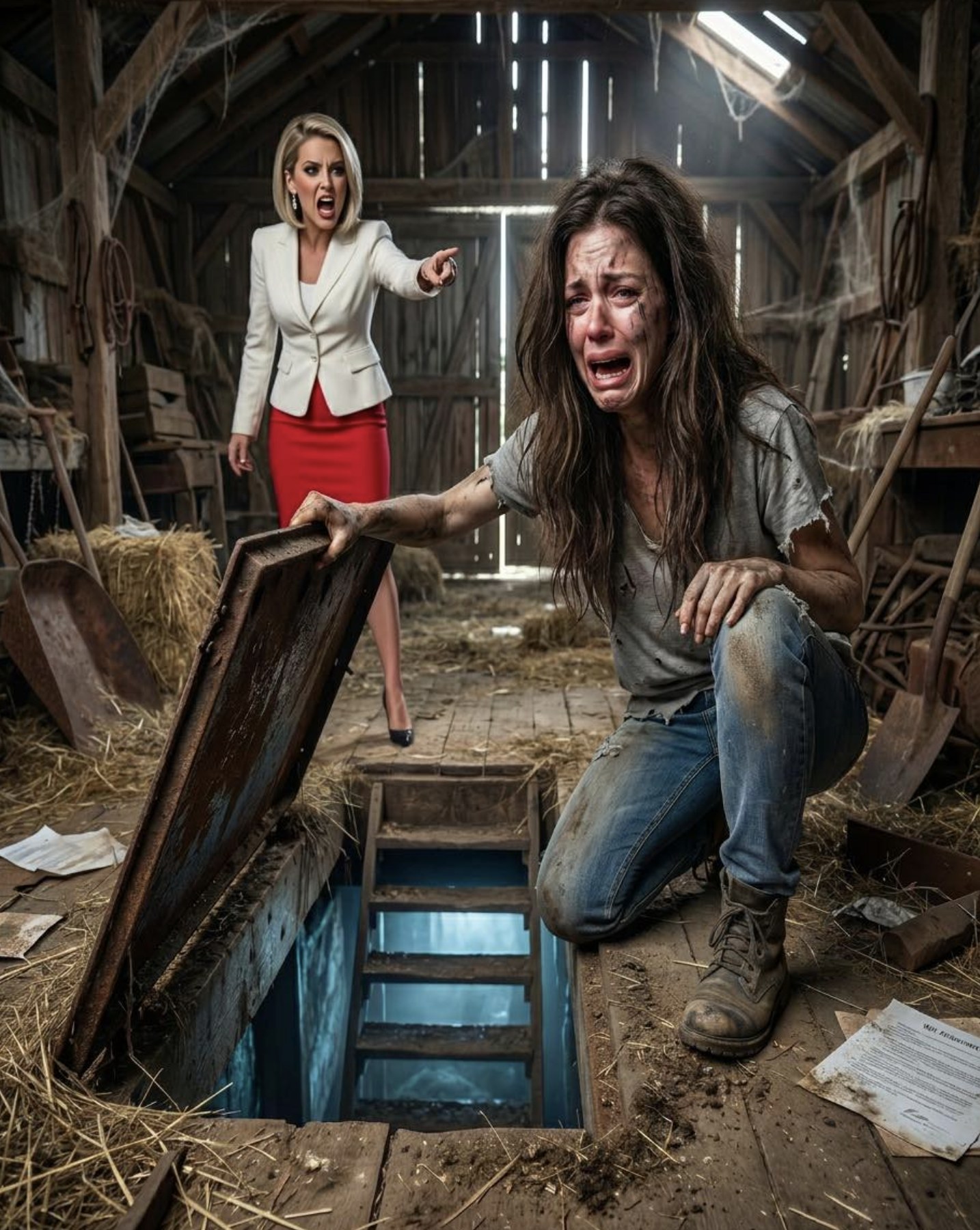 Dopo la morte dei miei genitori, mia sorella ereditò la villa, i gioielli e la fortuna, mentre a me non rimase altro che un vecchio fienile. Lei rise e disse: “Questa robaccia è perfetta per te!”. Ma qualche giorno dopo, scoprii una scala nascosta che portava al seminterrato.