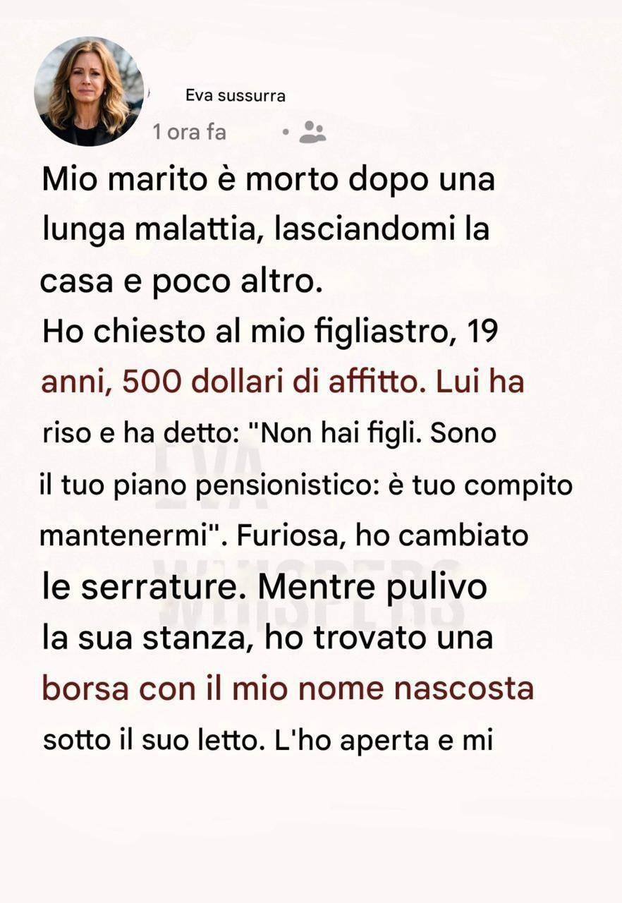 Dopo la morte di mio marito, ho fatto pagare l’affitto al mio figliastro: quello che aveva fatto in silenzio mi ha distrutto