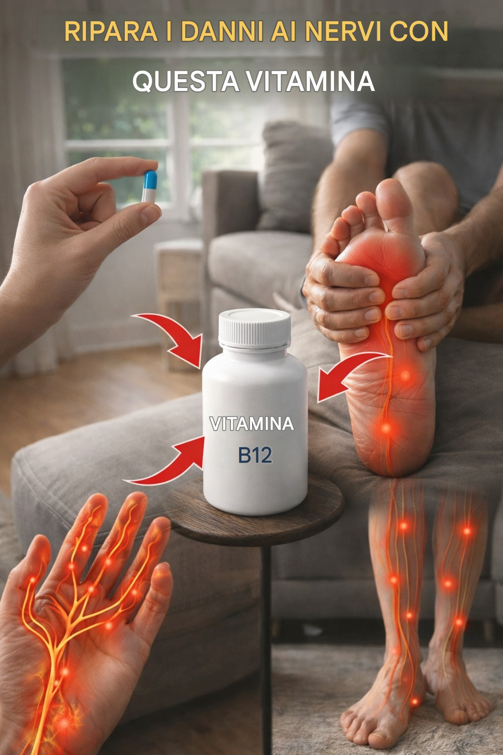 Vitamina B12 e neuropatia periferica: un supporto essenziale per la salute dei nervi.